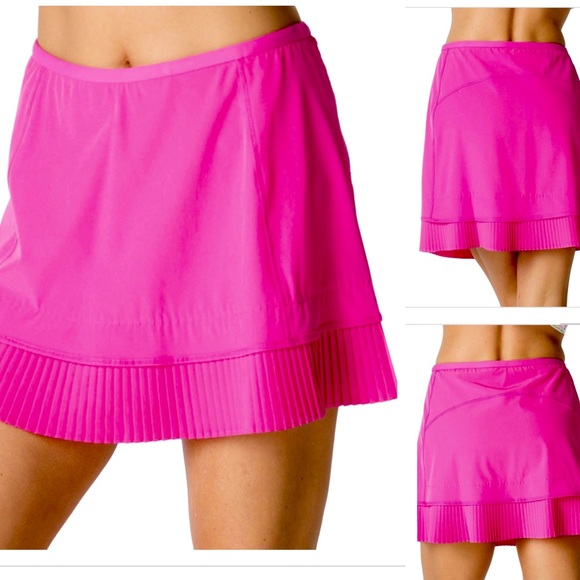 IBKUL Crystal Pleated Mini Skort Preppy Pink Y2K Tennis Golf PickleBall 13” New